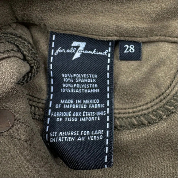 7 for all Mankind Snakeskin Faux Suede Skinny Pants. Stretchy. Size 28 - Picture 4 of 12